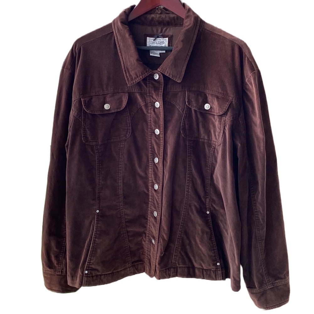 🤎 Live A Little Chocolate Brown Cotton Stretch Corduroy Trucker Jacket, 2X